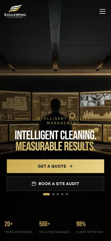 EagleWing Facility Services website on a phone